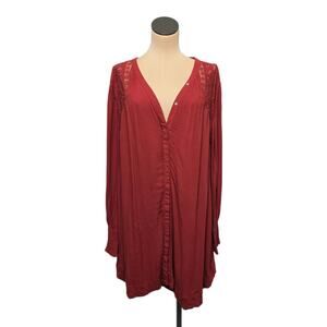 Free People Courtney's‎ Victorian Brick Red Dress Size Medium Oversized Bohemian